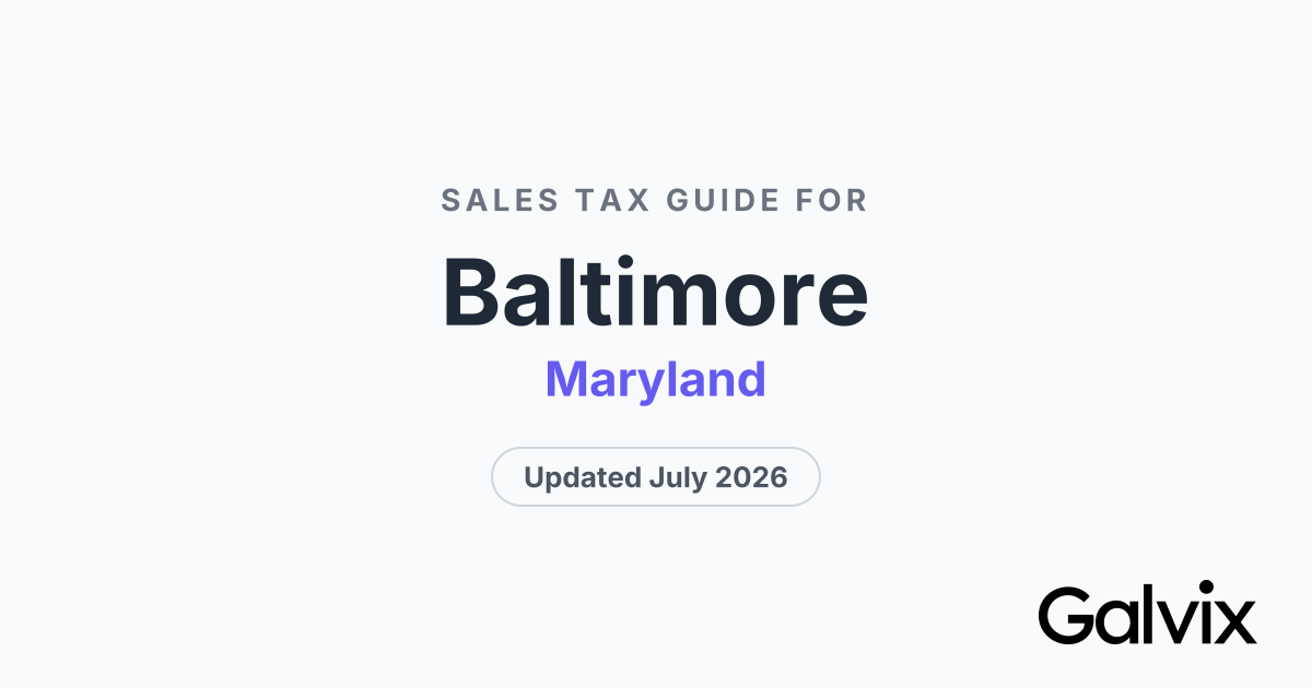 Baltimore, MD Sales Tax Rate 2026 | Galvix